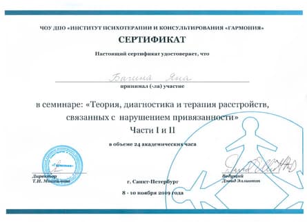 Институт психотерапии и консультирования «Гармония», 2019